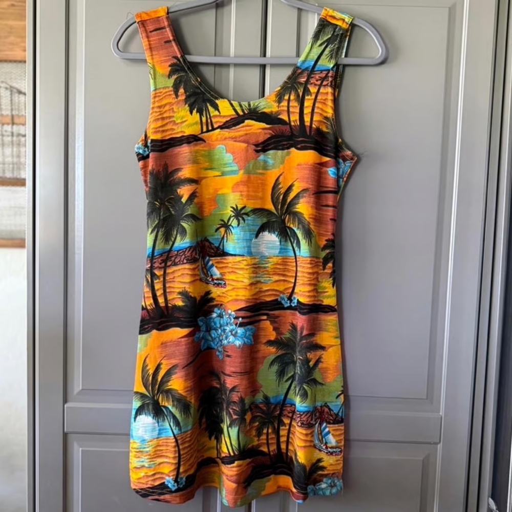 Orange and Gold Sleeveless Scoop Neck Sundress